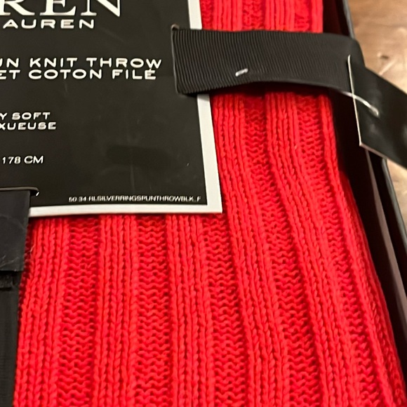 Ralph Lauren Cotton Ringspun Knit Throw Blanket red 50”x70” new - Picture 3 of 8